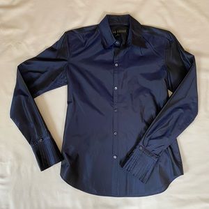 Ralph Lauren Black Label Navy Silk Botton Up Shirt